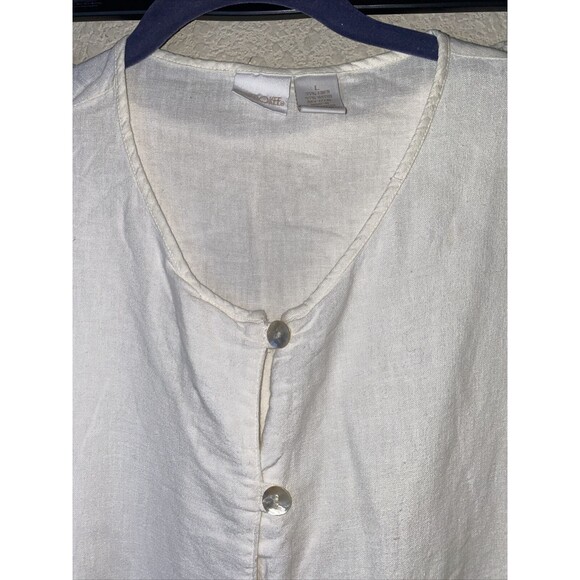 Vintage Cherokee Linen White wide leg Pants LS Shirt Set L lagen cottage - Picture 3 of 14